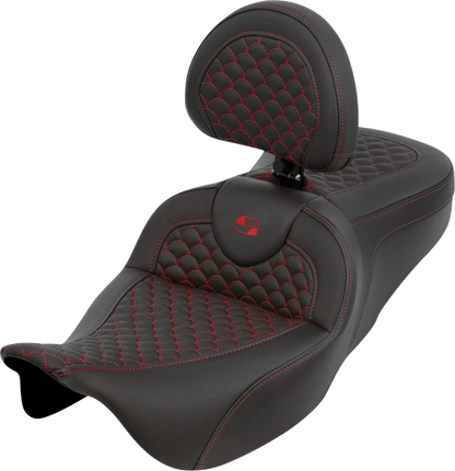 Saddlemen Roadsofa Red Dragon Scale Seat & Backrest for 2008-2025 Harley Touring