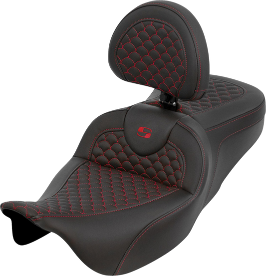 Saddlemen Roadsofa Red Dragon Scale Seat & Backrest for 2008-2025 Harley Touring