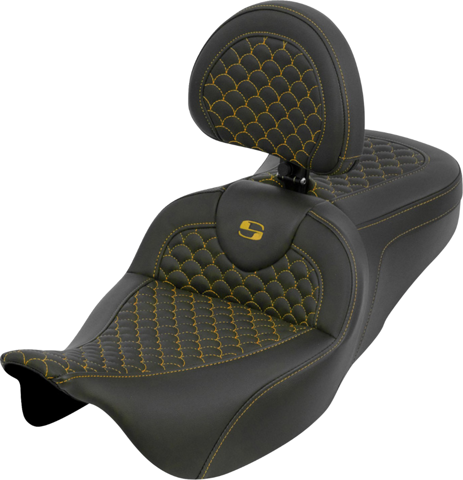 Saddlemen Roadsofa Gold Dragon Scale Seat & Backrest for 2008-25 Harley Touring