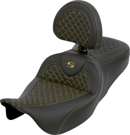 Saddlemen Roadsofa Gold Dragon Scale Seat & Backrest for 2008-25 Harley Touring