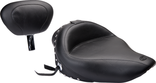 Mustang Wide Studded Solo Seat for 2004-21 Harley Sportster with 3.3 Gallon Tank