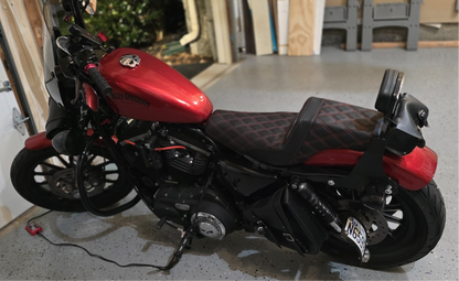 Saddlemen Step Up Red Lattice Gel Seat fits 2004-2022 Harley Sportster 3.3Gal