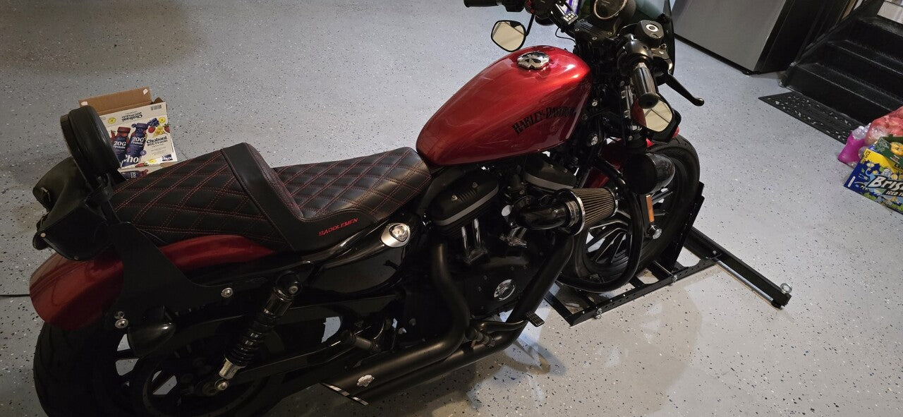 Saddlemen Step Up Red Lattice Gel Seat fits 2004-2022 Harley Sportster 3.3Gal