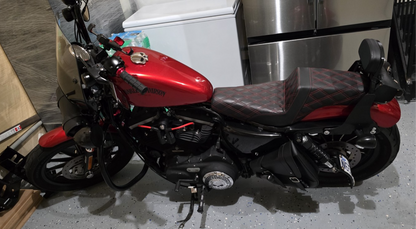 Saddlemen Step Up Red Lattice Gel Seat fits 2004-2022 Harley Sportster 3.3Gal