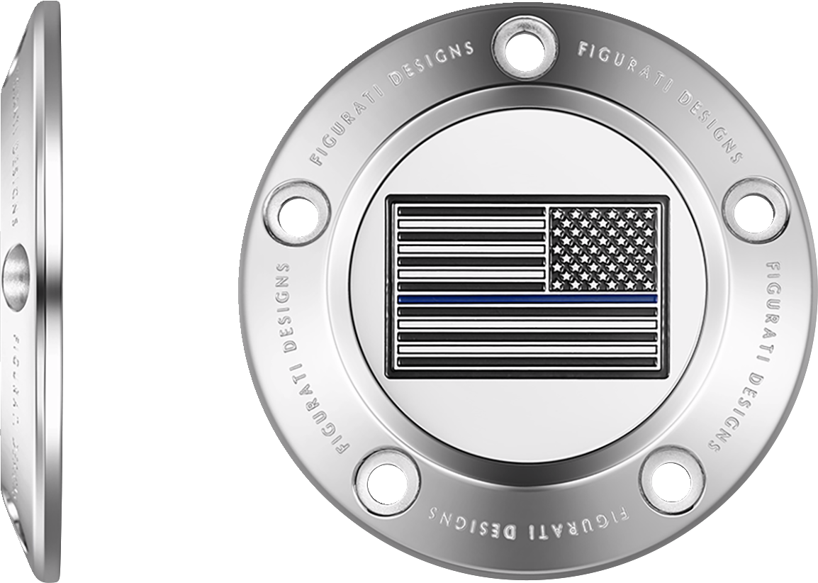 Figurati Designs Blue Line Flag Stainless Steel Timing Cover for 1999-17 Harley