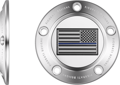 Figurati Designs Blue Line Flag Stainless Steel Timing Cover for 1999-17 Harley