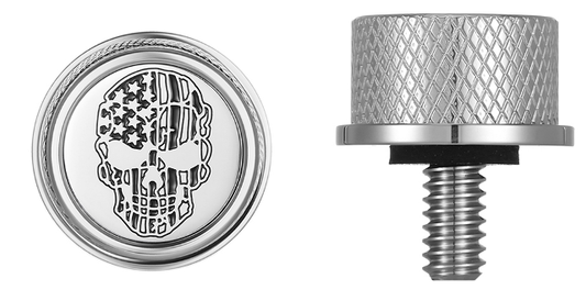 Figurati B&W Skull USA Flag 1/4"-20 Seat Bolt Knob for 1965-2022 Harley Davidson