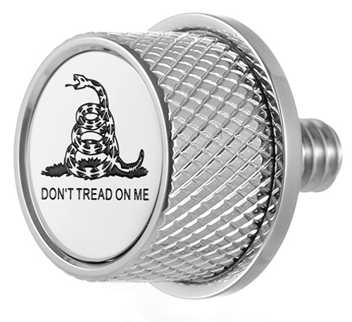 Figurati B&W Don't Tread On Me 1/4"-20 Seat Bolt Knob for 1965-2022 Harley