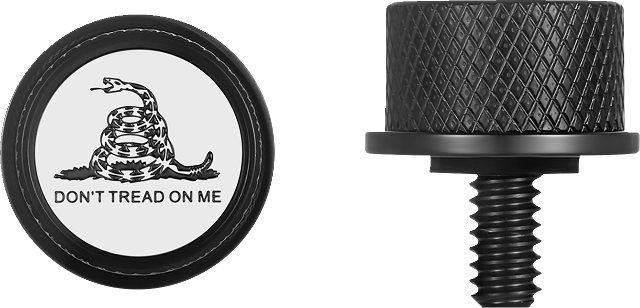 Figurati B&W Don't Tread On Me Black 1/4"-20 Seat Bolt Knob for 1965-22 Harley