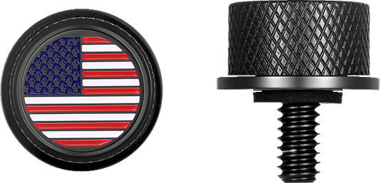 Figurati USA Flag Black 1/4"-20 Seat Bolt Knob for 1965-22 Harley Davidson