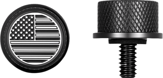 Figurati B&W USA Flag Black 1/4"-20 Seat Bolt Knob for 1965-22 Harley Davidson