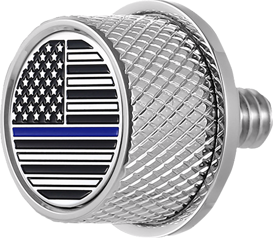 Figurati Blue Line USA Flag 1/4"-20 Seat Bolt Knob for 1965-22 Harley Davidson