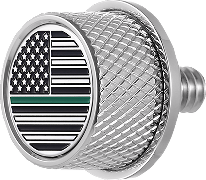Figurati Green Line USA Flag 1/4"-20 Seat Bolt Knob for 1965-22 Harley Davidson