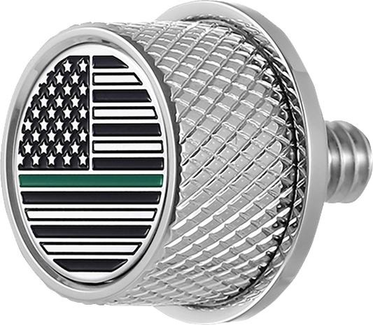 Figurati Green Line USA Flag 1/4"-20 Seat Bolt Knob for 1965-22 Harley Davidson