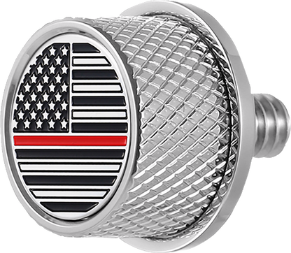 Figurati Red Line USA Flag 1/4"-20 Seat Bolt Knob for 1965-2022 Harley Davidson