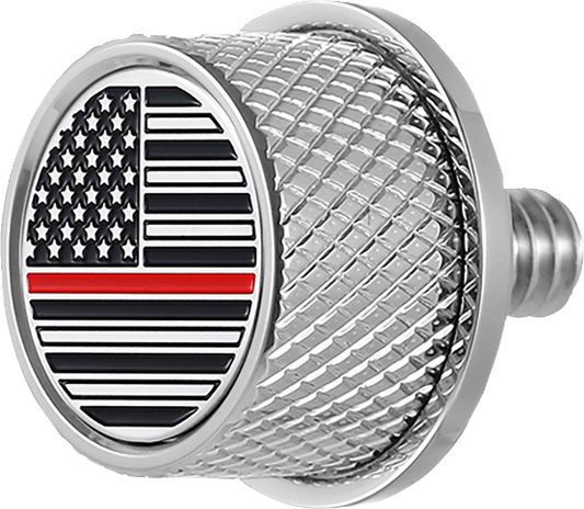 Figurati Red Line USA Flag 1/4"-20 Seat Bolt Knob for 1965-2022 Harley Davidson