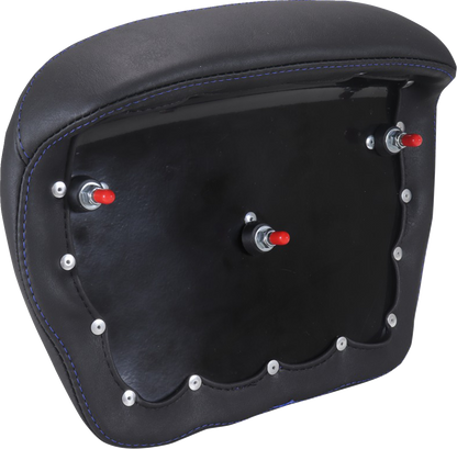 Mustang Chopped Tour Pak Backrest Blue Stitch Pad for 2024-2025 Harley Touring