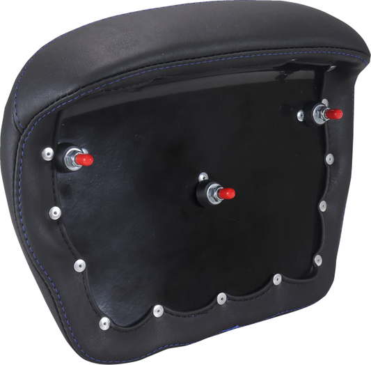 Mustang Chopped Tour Pak Backrest Blue Stitch Pad for 2024-2025 Harley Touring