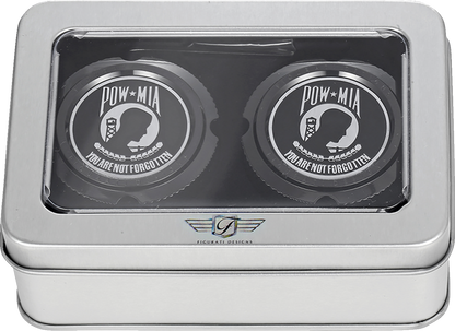 Figurati Designs POW-MIA Front Axle Nut Black Covers for 2002-2022 Harley