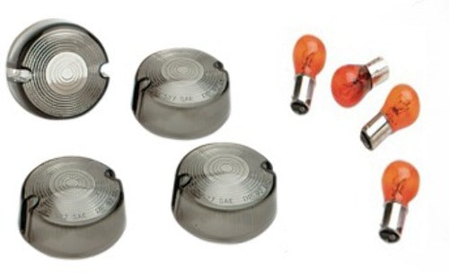 Drag Specialties Smoked Turn Signal Lens Kit fits 86-01 XL FXD FXR & 86-99 FXST