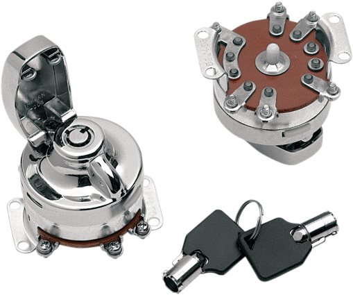 Drag Specialties Round Key Internal Contact Switch Chrome 73-93 Harley FXDG FXEF