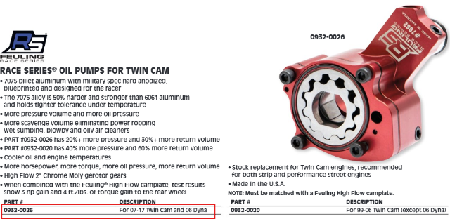 Feuling 7062 Race Series Oil Pump for 2006-2017 Harley Touring Softail Dyna