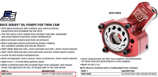 Feuling 7062 Race Series Oil Pump for 2006-2017 Harley Touring Softail Dyna