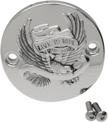 Drag Specialties Chrome Live to Ride Points Cover for 2017-2024 Harley Touring