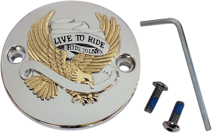 Drag Specialties Chrome Gold Live to Ride Points Cover 2017-2024 Harley Touring