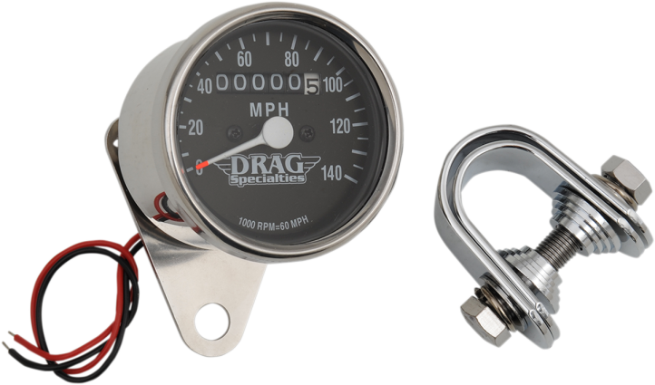 Drag Specialties Chrome 1:1 Black Face 2.4" Mechanical Speedometer Speedo Harley