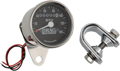 Drag Specialties Chrome 1:1 Black Face 2.4" Mechanical Speedometer Speedo Harley