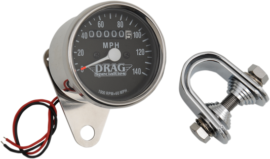Drag Specialties Chrome 1:1 Black Face 2.4" Mechanical Speedometer Speedo Harley