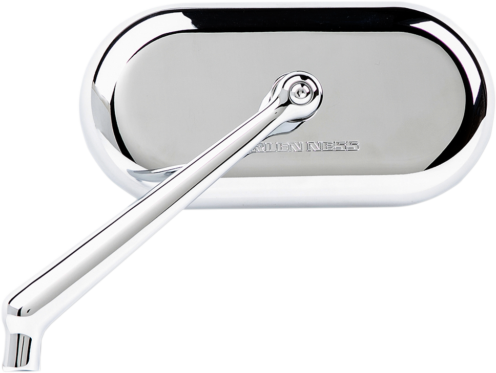 Arlen Ness Chrome Single Oval Left Hand Screw in Motorcycle Mirror for Harley