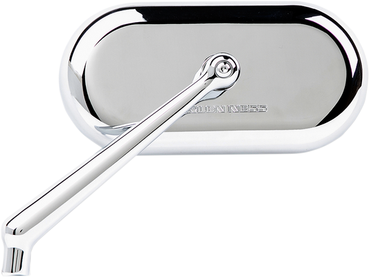 Arlen Ness Chrome Single Oval Left Hand Screw in Motorcycle Mirror for Harley