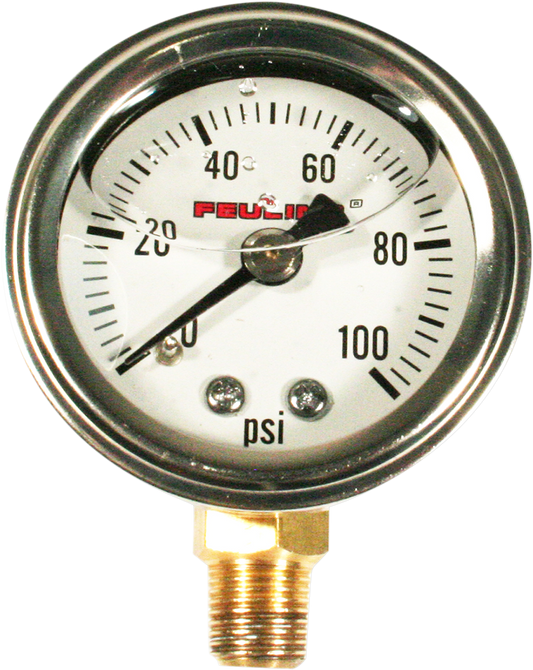 Feuling Stainless Universal Motorcycle 100PSI Oil Pressure Gauge for Harley