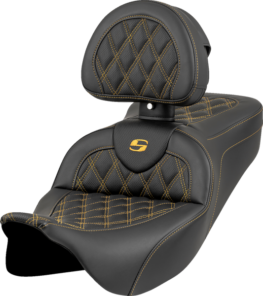 Saddlemen Roadsofa Gold Lattice Gel Seat & Backrest for 2008-2025 Harley Touring