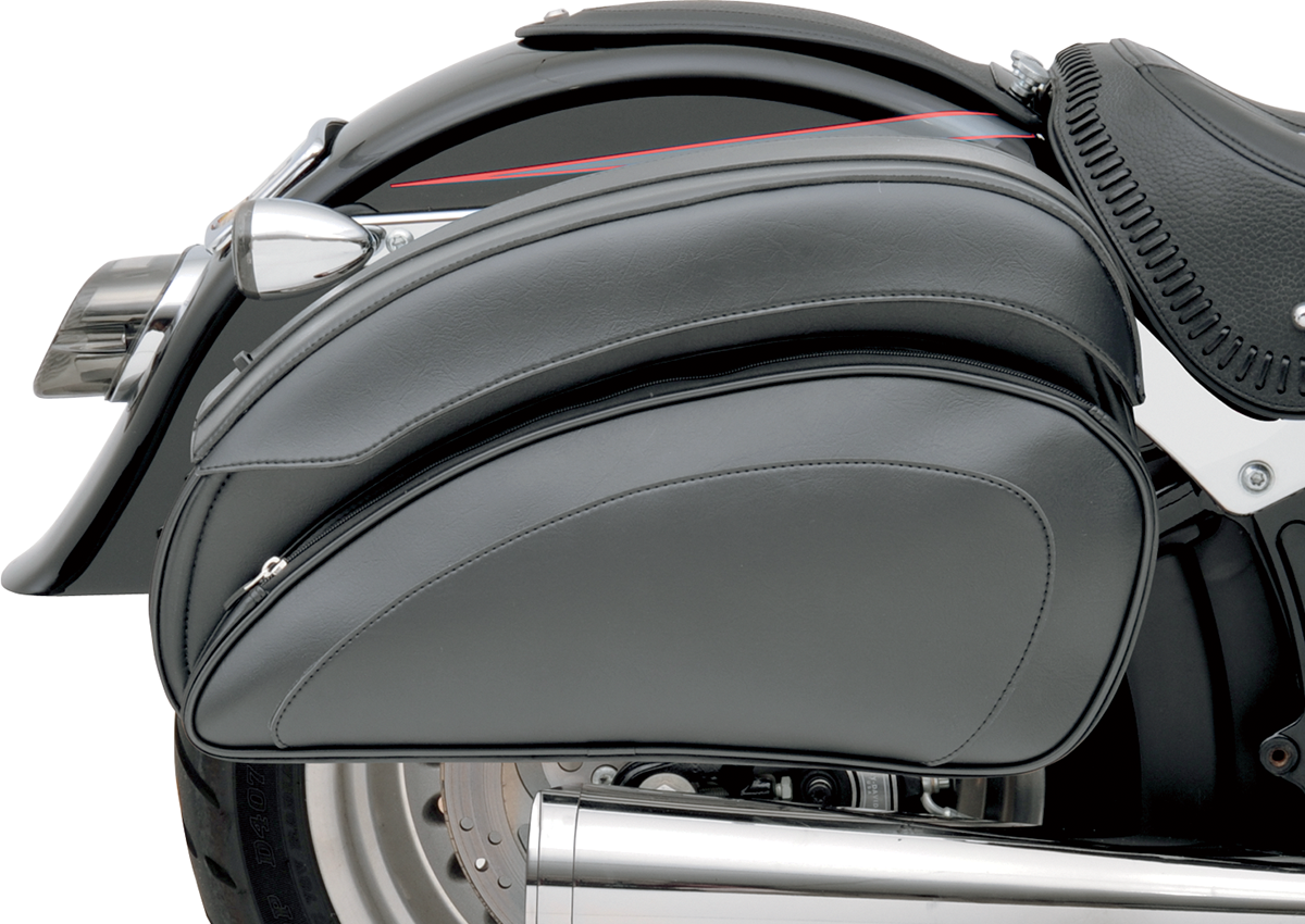 Saddlemen Black Leather Zipper Twist-lock Deluxe Saddlebags Harley FXST FXR FXD