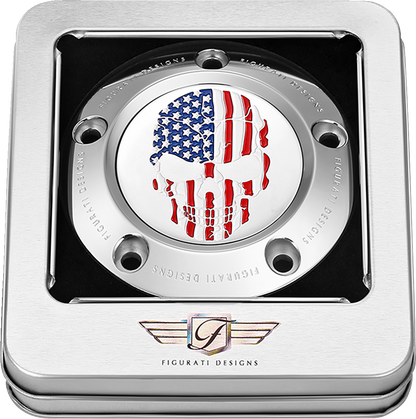 Figurati Designs Skull American Flag Timing Cover for 1999-2017 Harley Davidson