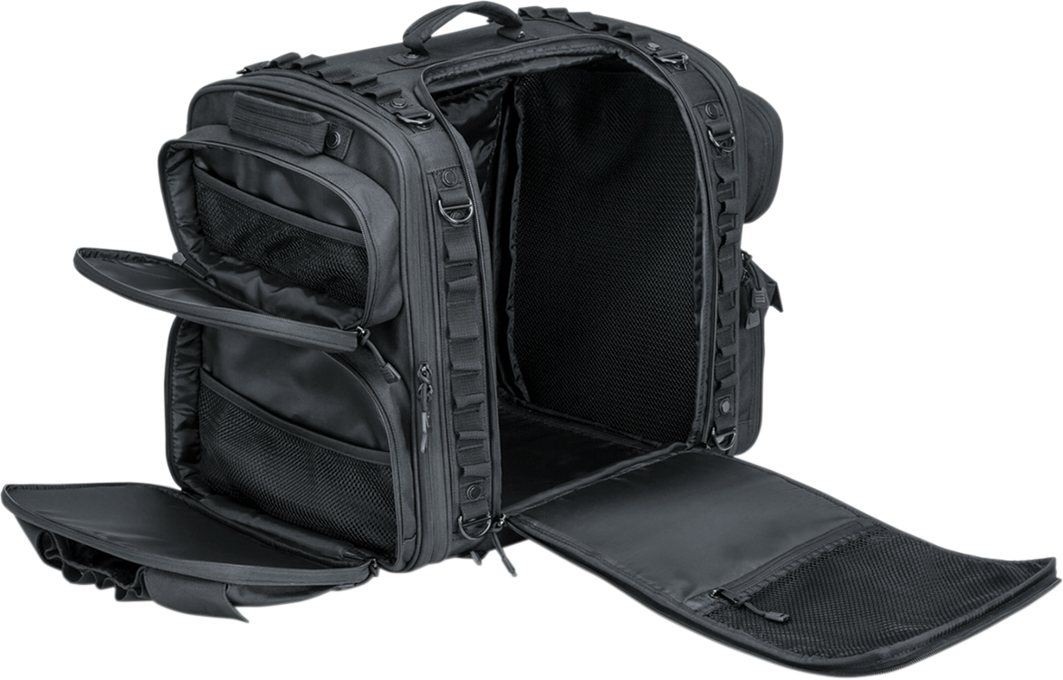 Kuryakyn 5284 Black Textile Momentum Road Warrior Rear Rack Bag for Harley