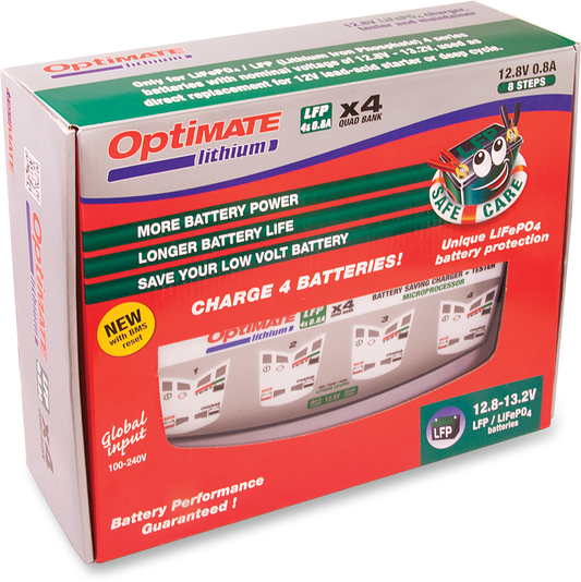 Tecmate Optimate Blue 12V 4 Bank Universal Motorcycle Lithium Battery Charger