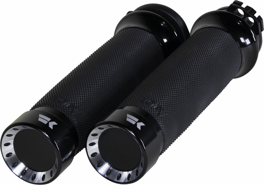 Khrome Werks Turbine Contour Cable Hand Grips for 1980-22 Harley Touring Dyna XL