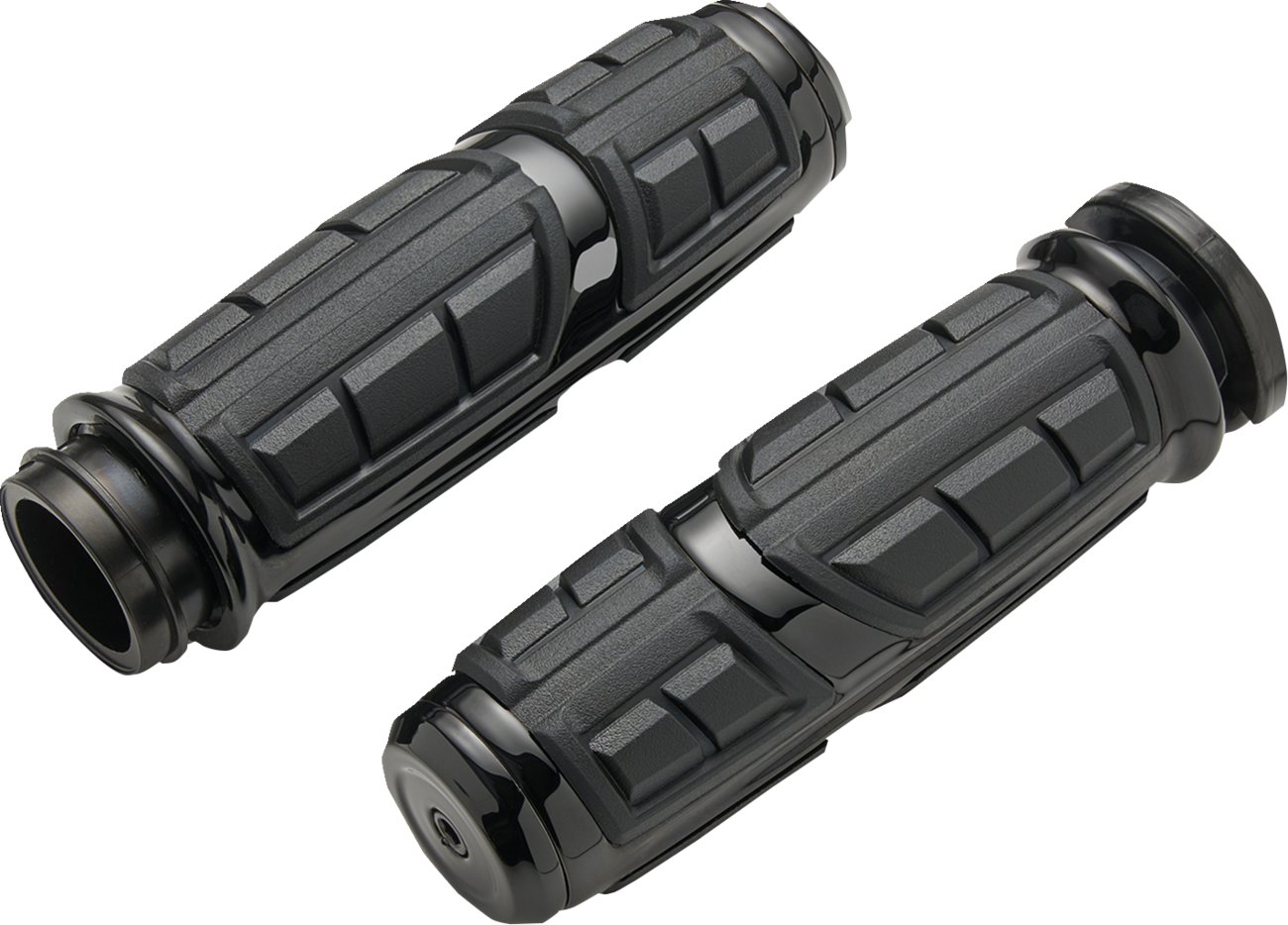 Ciro Chicane 1" Black TBW Handlebar Grips for 2008-2025 Harley Touring Softail