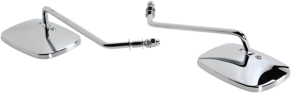 Drag Specialties Chrome Long Rectangle Motorcycle Handlebar Side View Mirror Set