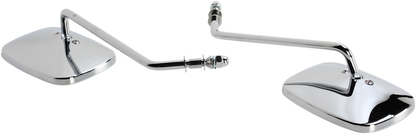 Drag Specialties Chrome Long Rectangle Motorcycle Handlebar Side View Mirror Set