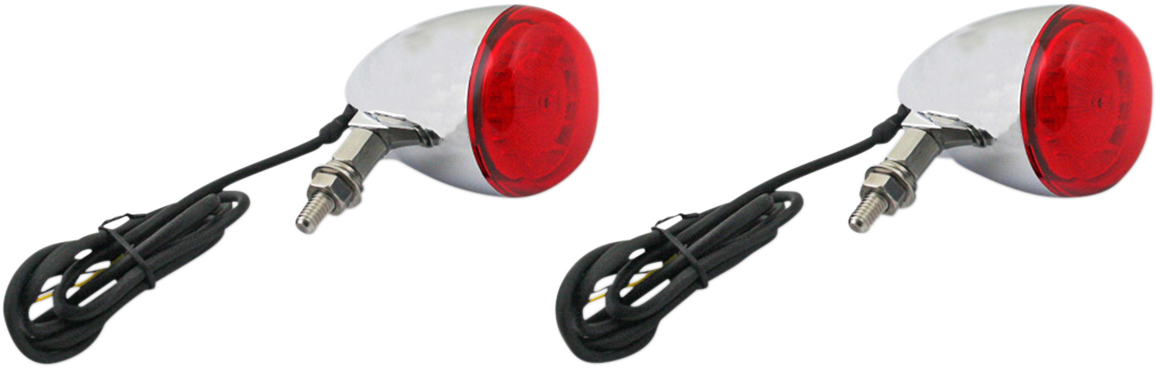 Custom Dynamics ProBeam Chrome LED Universal Bullet Red Turn Signal Kit Harley
