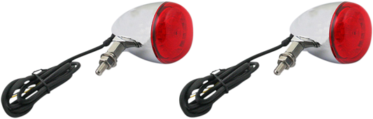 Custom Dynamics ProBeam Chrome LED Universal Bullet Red Turn Signal Kit Harley