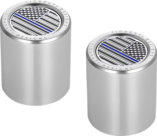 Figurati Blue Line USA Flag Short Magnetic Docking Hardware Covers for Harley