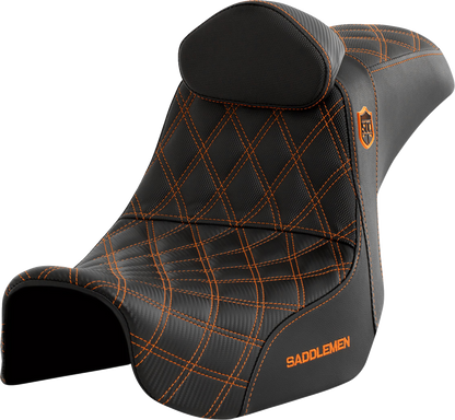 Saddlemen SDC Pro Series Orange Lattice Seat & Backrest fits 2006-17 Harley Dyna