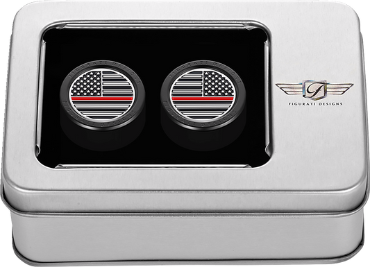 Figurati Red Line Flag Black Short Magnetic Docking Hardware Covers for Harley