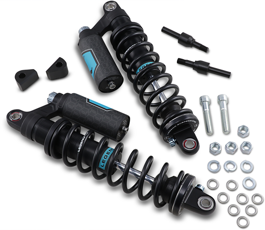 Legend Black Revo ARC 13" Heavy Duty Piggyback Shocks 1984-2000 Harley FXRS FXR